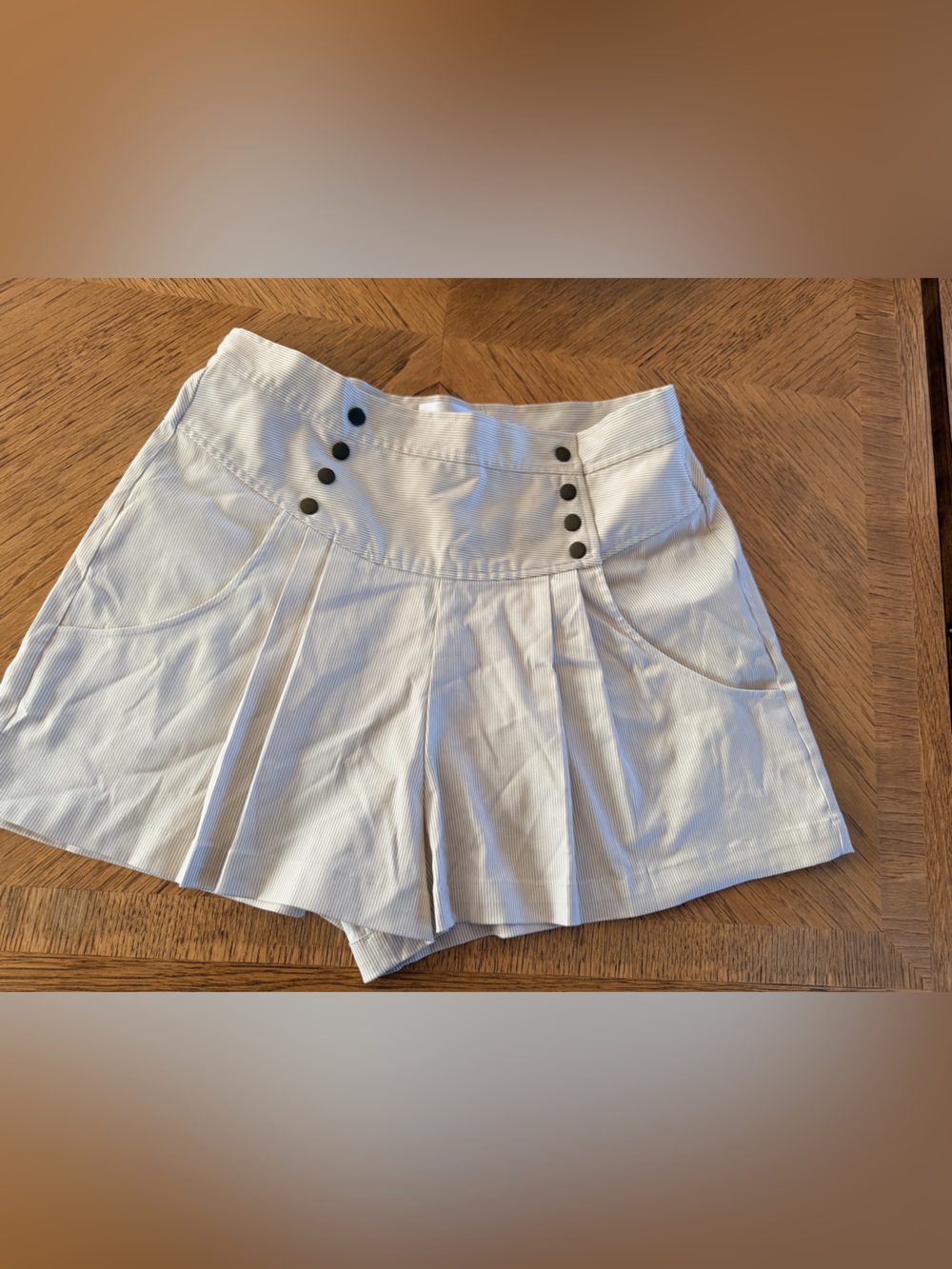 Anthropology Cory Lynn Colter Seersucker Pleated High-Waist Shorts size 10